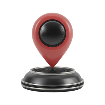 rojo ubicación alfiler icono soportes en negro y plata base, simbolizando navegación y dirección. diseño es pulcro y moderno, ideal para digital mapas o GPS aplicaciones png
