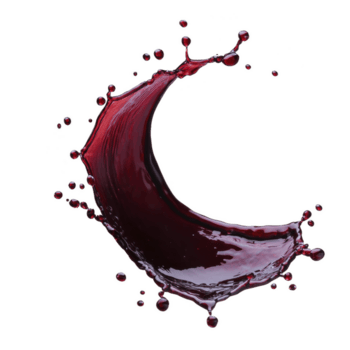 dinamico spruzzo di rosso liquido le forme mezzaluna forma contro trasparente sfondo, cattura movimento e energia. vivido colore e fluido movimento creare Impressionante visivo effetto png