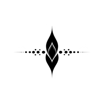 abstrato simétrico Projeto com central folha gostar formas e pontilhado linhas estendendo horizontalmente, criando equilibrado e artístico padronizar. monocromático estilo acrescenta minimalista e elegante toque png