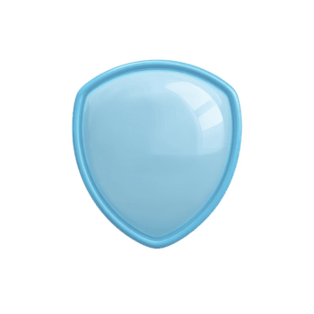 Glossy blue shield icon with smooth surface and rounded edges, symbolizing protection and security. design is simple and modern, suitable for digital applications png