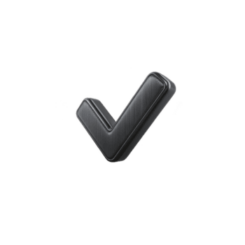 Sleek black check mark with textured surface, symbolizing approval or completion. design is modern and minimalistic, suitable for digital interfaces or graphic design projects png