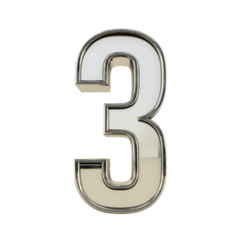 metálico número três com reflexivo superfície e moderno projeto, isolado em transparência fundo. brilhante terminar dá isto lustroso e contemporâneo aparência png