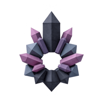 geométrico arreglo de púrpura y azul cristales formas circular patrón, creando sorprendentes y simétrico diseño. afilado, facetado bordes de cristales añadir moderno y artístico toque png