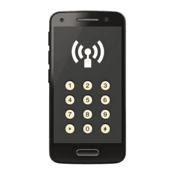 Smartphone mit Tastenfeld und kabellos Signal Symbol auf Bildschirm, symbolisieren Kommunikation und Konnektivität. Gerät ist schwarz mit Berührungssensitiver Bildschirm Schnittstelle png