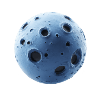 Blau kugelförmig Objekt ähnlich Mond mit Krater, schwebend gegen Transparenz Hintergrund, weckt Sinn von Geheimnis und Raum Erkundung png