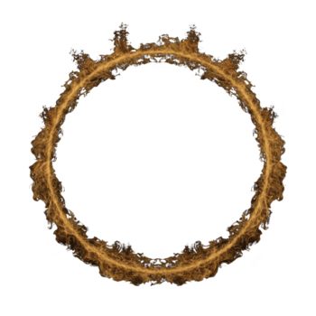 Fiery circular frame with dynamic flames creates dramatic and intense visual effect, perfect for adding bold element to designs. vibrant orange and yellow hues enhance fiery theme png
