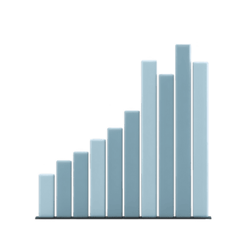 3d bar diagram met oplopend bars in tinten van blauw vertegenwoordigt gegevens groei of voortgang. bars zijn gelijkmatig uit elkaar geplaatst, creëren schoon en modern Look, ideaal voor bedrijf of leerzaam presentaties png