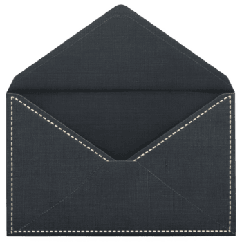 Dark textured envelope with visible flap and stitching detail, perfect for formal invitations or correspondence. elegant design adds touch of sophistication to any message png