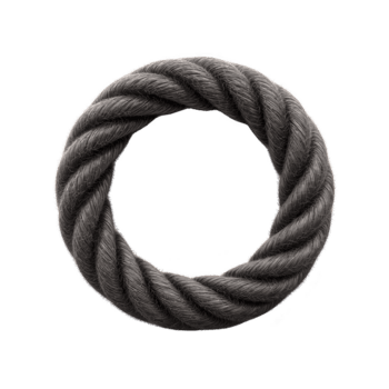 espesso, torcido corda formulários perfeito círculo, exibindo Está robusto textura e Sombrio cor. corda intrincado tecer é destacado, enfatizando Está força e durabilidade png