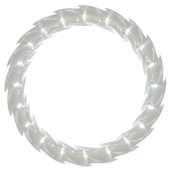 circular, brillante, blanco guirnalda con brillante, reflexivo superficie crea futurista y elegante apariencia. diseño caracteristicas sin costura, entrelazados patrón, agregando sentido de movimiento y ligero png