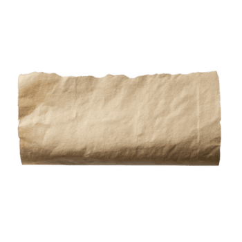 arrollado pedazo de texturizado marrón papel con ligeramente estropeado apariencia, aislado en transparencia antecedentes. papel tiene natural, rústico mirar, ideal para artesanía o diseño proyectos png