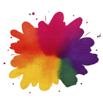 vivace spruzzo di acquerello dipingere nel arcobaleno pendenza, mescolanza senza soluzione di continuità a partire dal rosso per viola, la creazione di dinamico e artistico effetto png