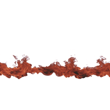 Dynamic horizontal line of red and orange flames with white smoke on transparent background, creating dramatic and intense effect. Perfect for design projects needing fiery elements png