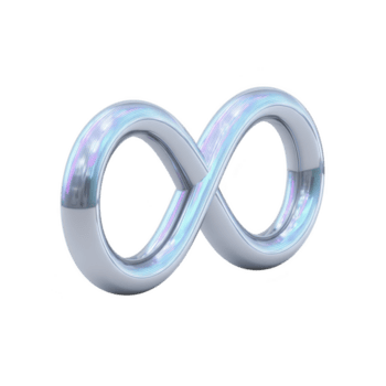 brilhante, futurista infinidade símbolo com metálico e holográfico terminar, representando sem fim possibilidades e continuidade. Projeto é lustroso e moderno, com reflexivo superfície png