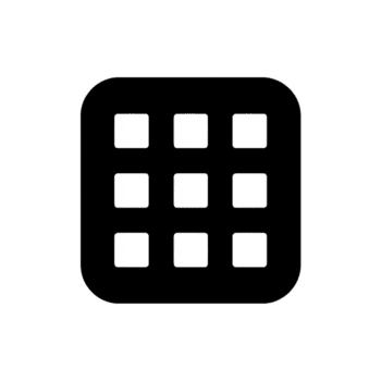 nero griglia icona con nove piazze su trasparente sfondo, spesso Usato per rappresentare menù o App launcher nel digitale interfacce png