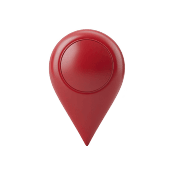 Red 3D map pin icon with glossy finish, isolated on transparency background. pin is rounded at top and tapers to point, symbolizing location or navigation png