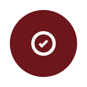 rödbrun cirkulär ikon funktioner bock i Centrum, symboliserar godkännande eller komplettering. design är enkel och modern, lämplig för digital gränssnitt eller grafisk design projekt png