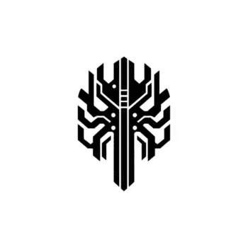 Symmetrical, abstract black design resembling stylized tree or snowflake with geometric branches, set against transparent background. intricate pattern creates sense of balance and modernity png