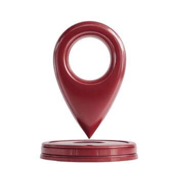 skinande röd 3d Karta stift ikon står på cirkulär bas, symboliserar plats eller navigering. glansig Avsluta och modern design göra den visuellt lockande för digital gränssnitt png