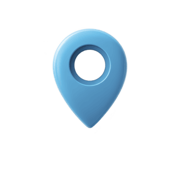 Blue 3D map pin icon with circular hole in center, symbolizing location or navigation. design is simple and modern, often used in digital maps and applications png