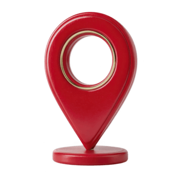 röd plats stift ikon med cirkulär Skära ut står på runda bas, symboliserar navigering och riktning. glansig Avsluta lägger till modern Rör till detta dekorativ bit png