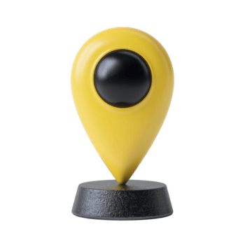 giallo Posizione perno icona con nero centro sta su nero base, simboleggiante navigazione e direzione. design è semplice e moderno, spesso Usato nel digitale mappe e applicazioni png