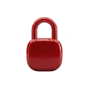 glimmend rood hangslot met modern ontwerp, symboliseert veiligheid en bescherming. slot is geïsoleerd Aan transparantie achtergrond, benadrukkend haar levendig kleur en strak vorm png