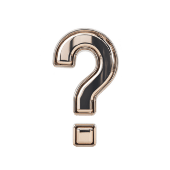 skinande metallisk fråga mark med reflekterande yta står ut mot enkel bakgrund, symboliserar nyfikenhet och förfrågan. elegant design och polerad Avsluta ge den modern och sofistikerad se png