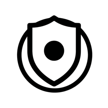 svart och vit skydda ikon med cirkel Centrum, symboliserar skydd och säkerhet. design är enkel och minimalistisk, ofta Begagnade digital kontexter till representera säkerhet funktioner eller säkra system png