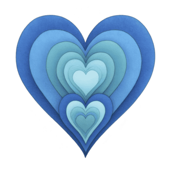 geschichtet Blau Herz Design mit verschiedene Schatten von Blau schafft harmonisch und beruhigend Wirkung. Herz Formen sind verschachtelt innerhalb jeder andere, symbolisieren Tiefe und Einheit png