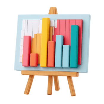 3d gráfico ilustração em cavalete com o negócio dados análise. png