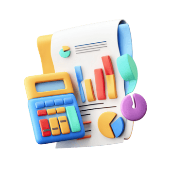 3D Render of Business Finance Chart with Calculator and Data Analysis. png