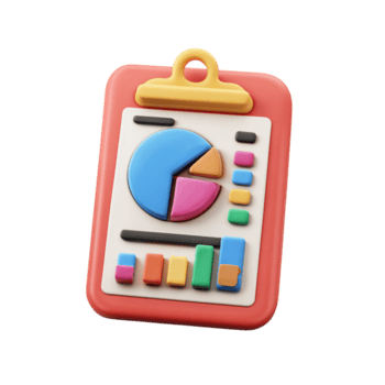 3d prestados portapapeles con gráfico con grafico, datos, y y analítica concepto. png