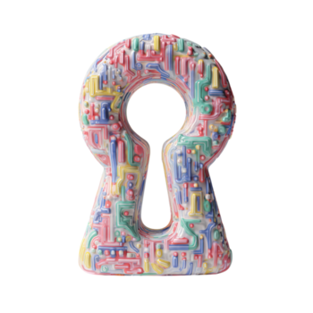 resumen ojo de cerradura diseño con vistoso digital circuitos, y seguridad concepto. png