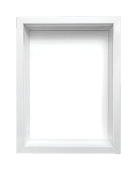 White shadowbox frame with beveled inner edge and deep-set design isolated on transparent background. png