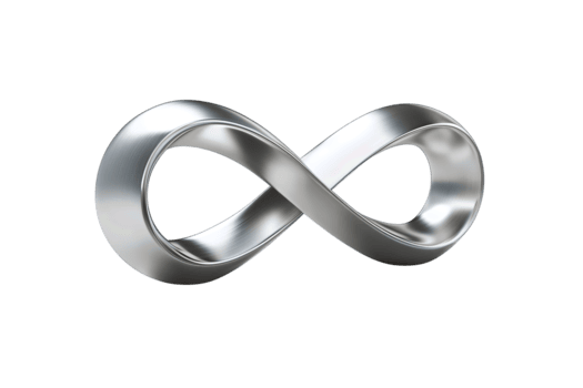 oändlighet slinga i satin titan med avrundad tvärsnitt och mjuk reflektioner isolerat på transparent bakgrund. png