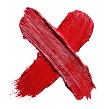 en djärv röd x skapas med två grov penseldrag, roterad lite med synlig måla åsar och överlappar, isolerat på transparent bakgrund. png