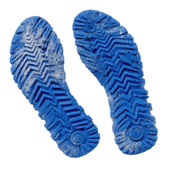 gomma da cancellare impronte di scarpe nel blu tono, angolata diagonalmente con distinto Filo design di galloni e cerchi, bene residuo visibile, isolato su trasparente sfondo. png