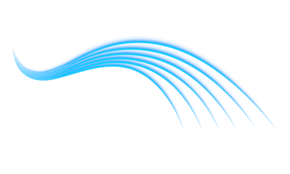 astratto trasparente fluente blu curvo Linee con brillante striature e dinamico onda movimento luminosa pista energia ruscello liscio pendenza velocità visualizzazione per moderno arte banner sito web png