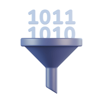 Les données binaire code entonnoir filtration 3d icône png