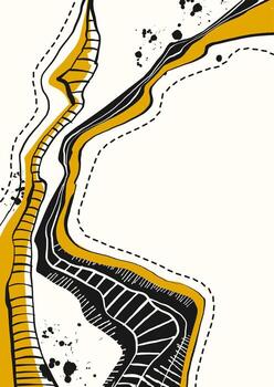 Abstract yellow black and white wavy line patterns vector