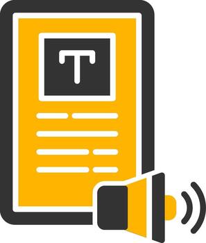 texto a habla dispositivo glifo dos color vector