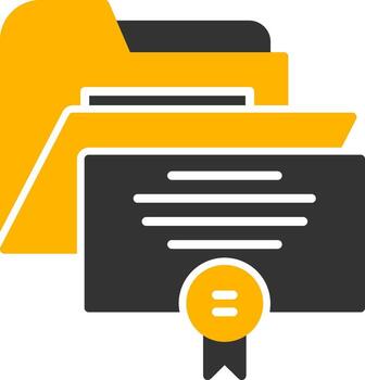 verificado certificado archivo glifo dos color vector