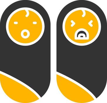 Identical Twins Babies Glyph Two Color vector