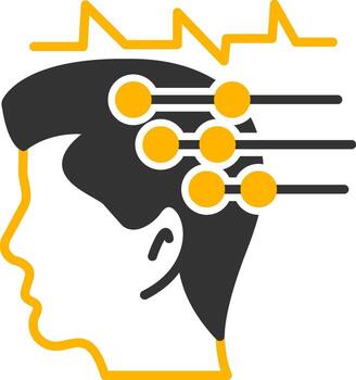 Electroencephalogram Brain Waves Glyph Two Color vector