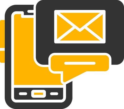 móvil correo electrónico mensaje glifo dos color vector