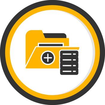 base de datos almacenamiento carpeta glifo dos color circulo vector