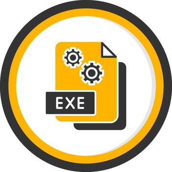Executable EXE File Glyph Two Color Circle vector
