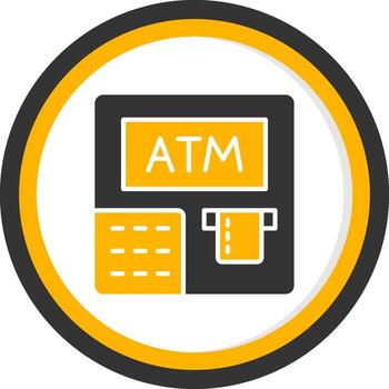 Automated Teller ATM Machine Glyph Two Color Circle vector