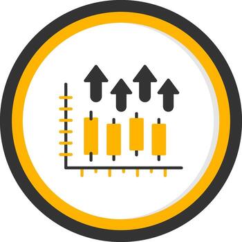 Rising Bar Graph Glyph Two Color Circle vector